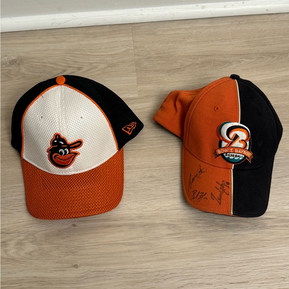 Vintage Lot 2 Fitted Baltimore Orioles New Era Bowie Baysox ProFlex Hats Caps